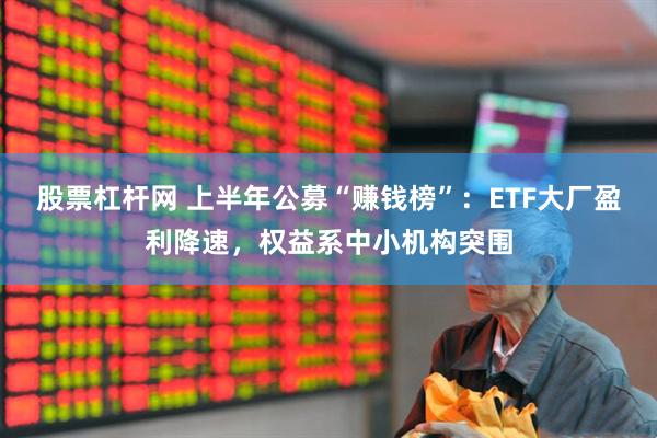 股票杠杆网 上半年公募“赚钱榜”：ETF大厂盈利降速，权益系中小机构突围